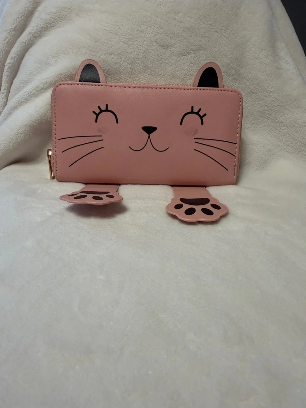 Cute Pink Cat Zip-Around Wallet - Women